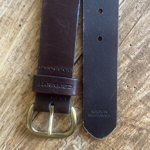 Carhartt Dark Brown Leather Belt with Gold Buckle